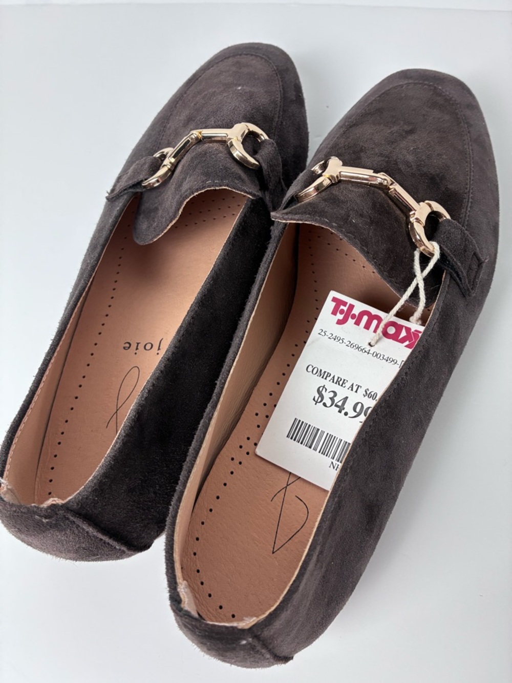 Joie Suede Buckle Loafers in Dark Brown — Women's Slip-On Flats Size 8